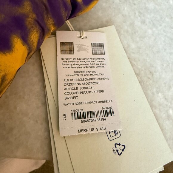 Burberry Water Rose Compact Umbrella, Purple and Yellow - Picture 12 of 13
